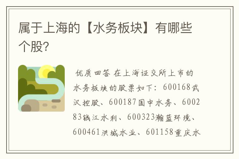 属于上海的【水务板块】有哪些个股？