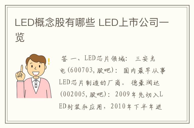 LED概念股有哪些 LED上市公司一览