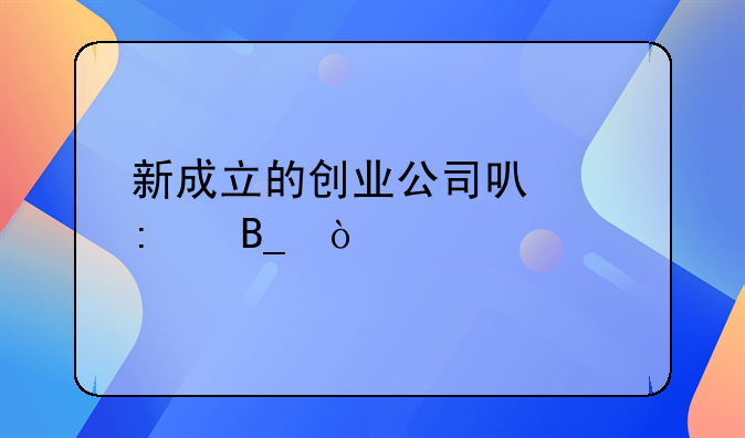 新成立的创业公司可以去吗？