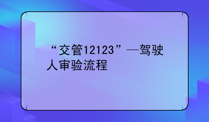 “交管12123”—驾驶人审验流程