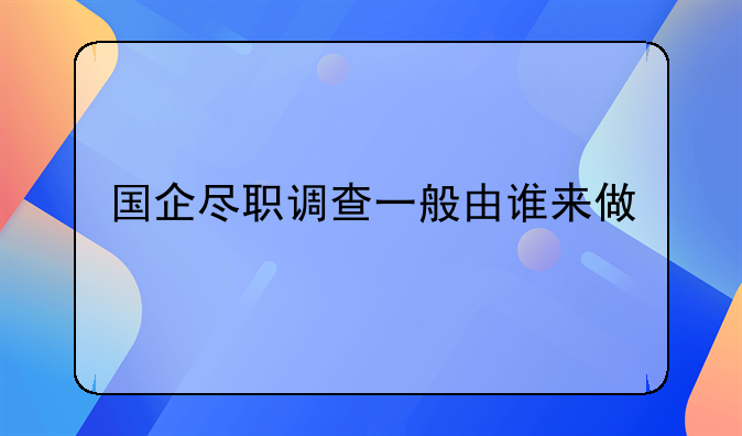 国企尽职调查一般由谁来做