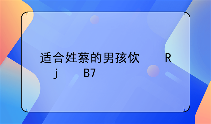 适合姓蔡的男孩使用的名字