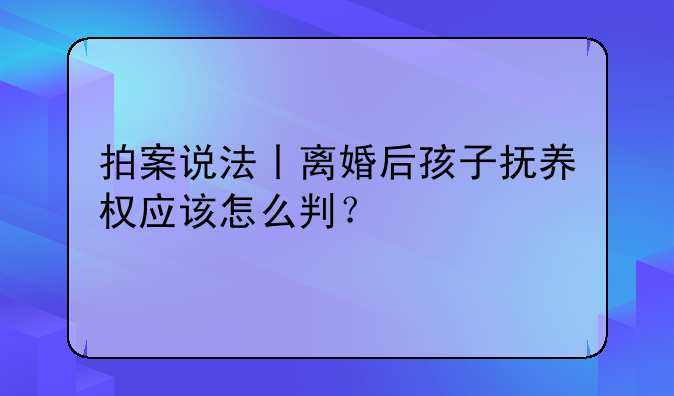 拍案说法丨离婚后孩子抚养权应该怎么判？