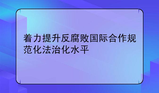 着力提升反腐败国际合作规范化法治化水平