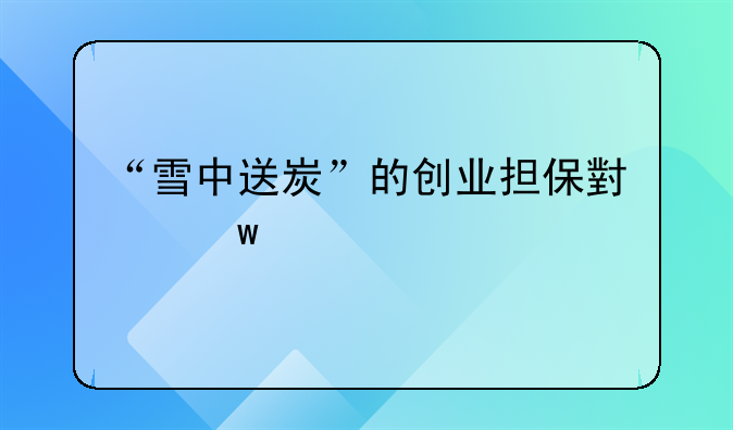 “雪中送炭”的创业担保小额贷款