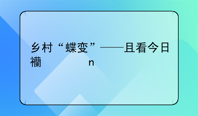 乡村“蝶变”——且看今日西海固