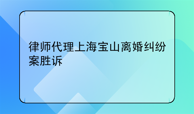 律师代理上海宝山离婚纠纷案胜诉
