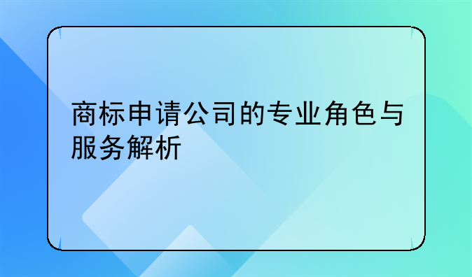 商标申请公司的专业角色与服务解析