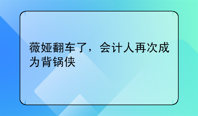 薇娅翻车了，会计人再次成为背锅侠