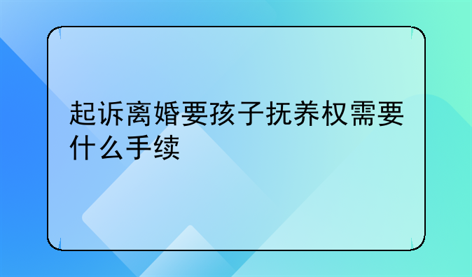 起诉离婚要孩子抚养权需要什么手续