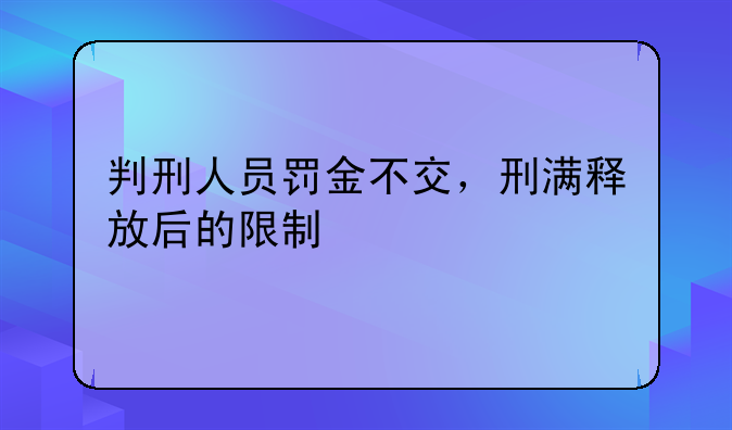 判刑人员罚金不交，刑满释放后的限制