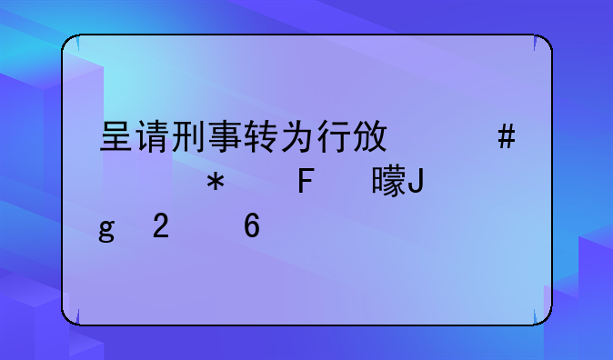 呈请刑事转为行政案件报告书撰写指南
