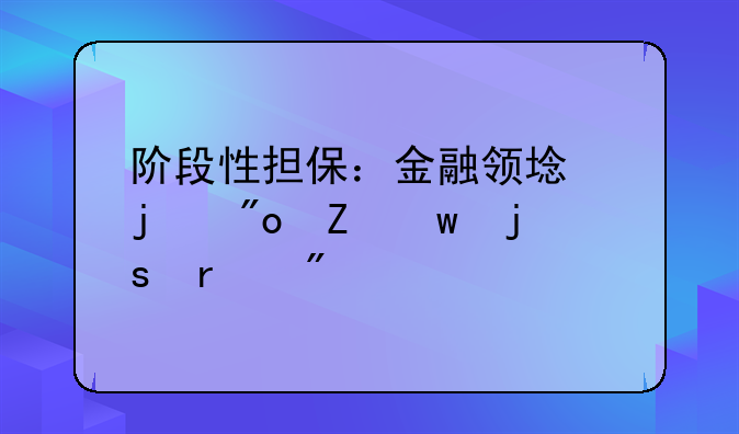阶段性担保：金融领域的创新保障机制