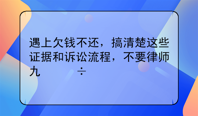 遇上欠钱不还，搞清楚这些证据和诉讼流程，不要律师也能打官司