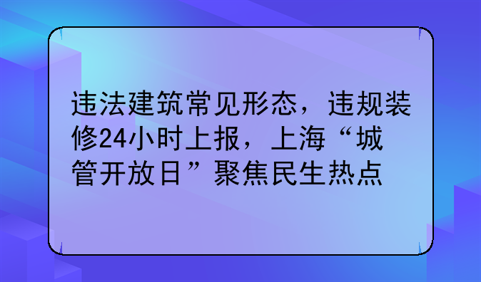 违法建筑常见形态，违规装修24小时上报，上海“城管开放日”聚焦民生热点