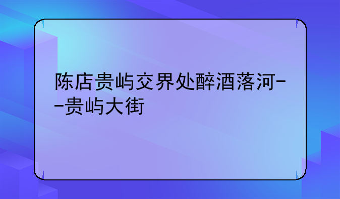 陈店贵屿交界处醉酒落河--贵屿大街